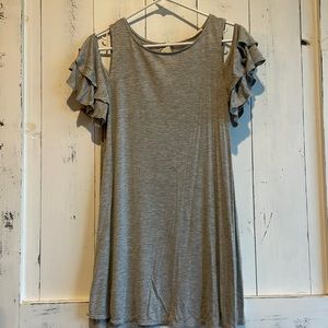 Jella C Grey Cold Shoulder T-shirt Dress